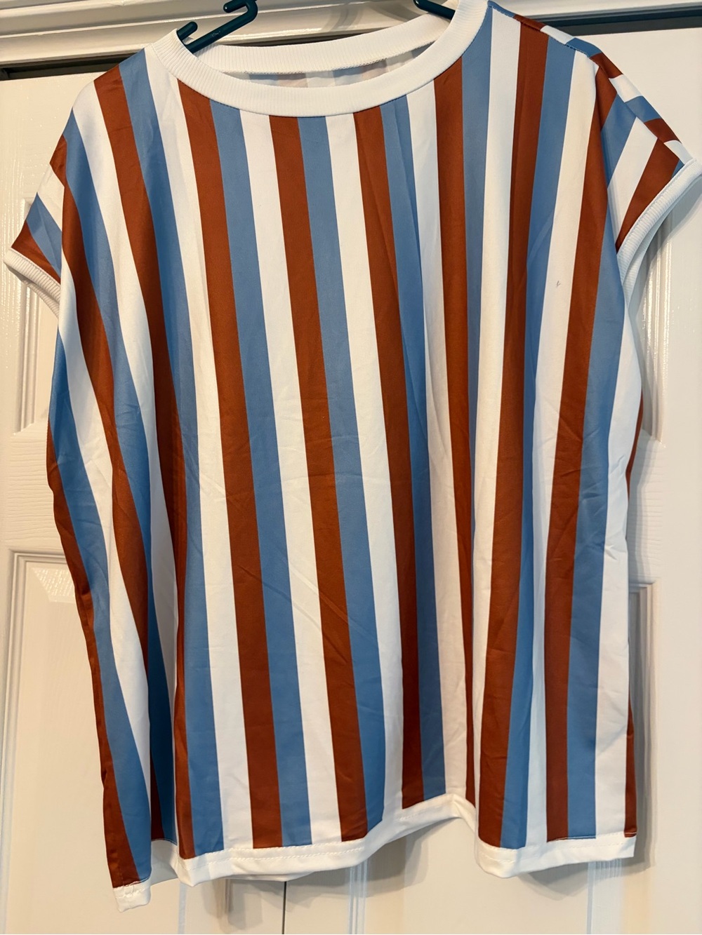 Women’s Stripped Crew Neck Cap Sleeve - XL